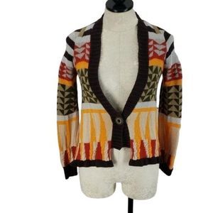 Anthro Sparrow Women's Small aztec tribal‎ festival cardigan